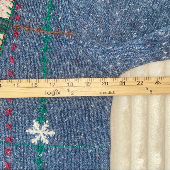 Victoria Jones Sleigh Riding Snowman Christmas Sweater Size Large Ugly Vintage - Picture 8 of 9